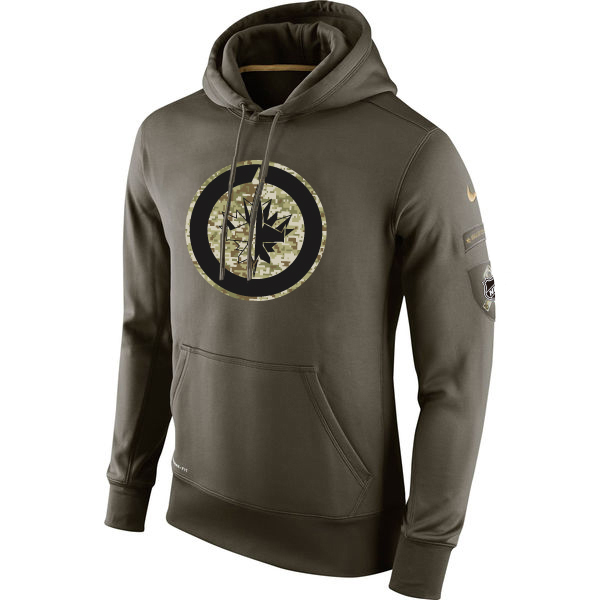 Men NHL Winnipeg Jets Nike Olive Salute To Service KO Performance Hoodie Green->new york rangers->NHL Jersey